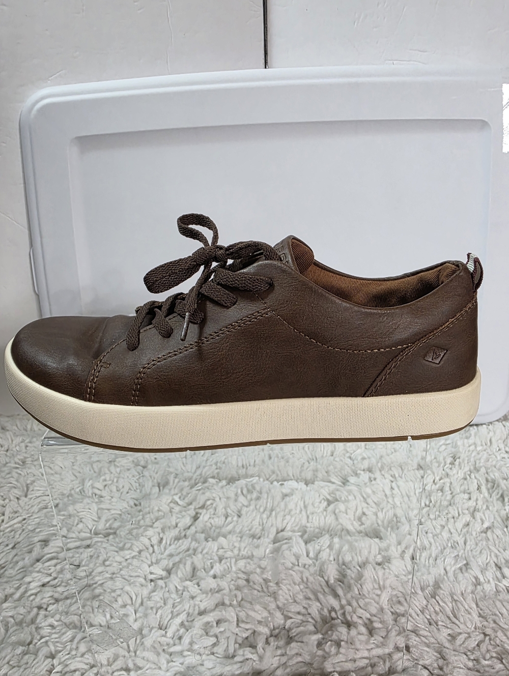 SPERRY, Youth CRUISE Lace-Up Sneaker - Brown Size: 5.5M